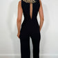 Julie white Bowknot Jumpsuit - Black