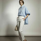 Diana Cotton Shirt with Balloon Sleeves - Sky Blue