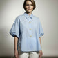 Diana Cotton Shirt with Balloon Sleeves - Sky Blue