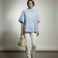 Diana Cotton Shirt with Balloon Sleeves - Sky Blue