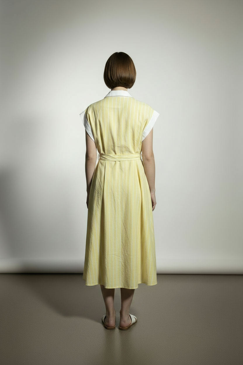 Cynthia Linen Striped Shirt Dress