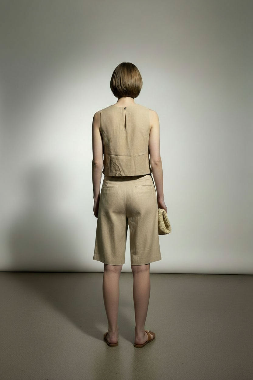 Alice Side Slit Top With Stones Pattern - Taupe