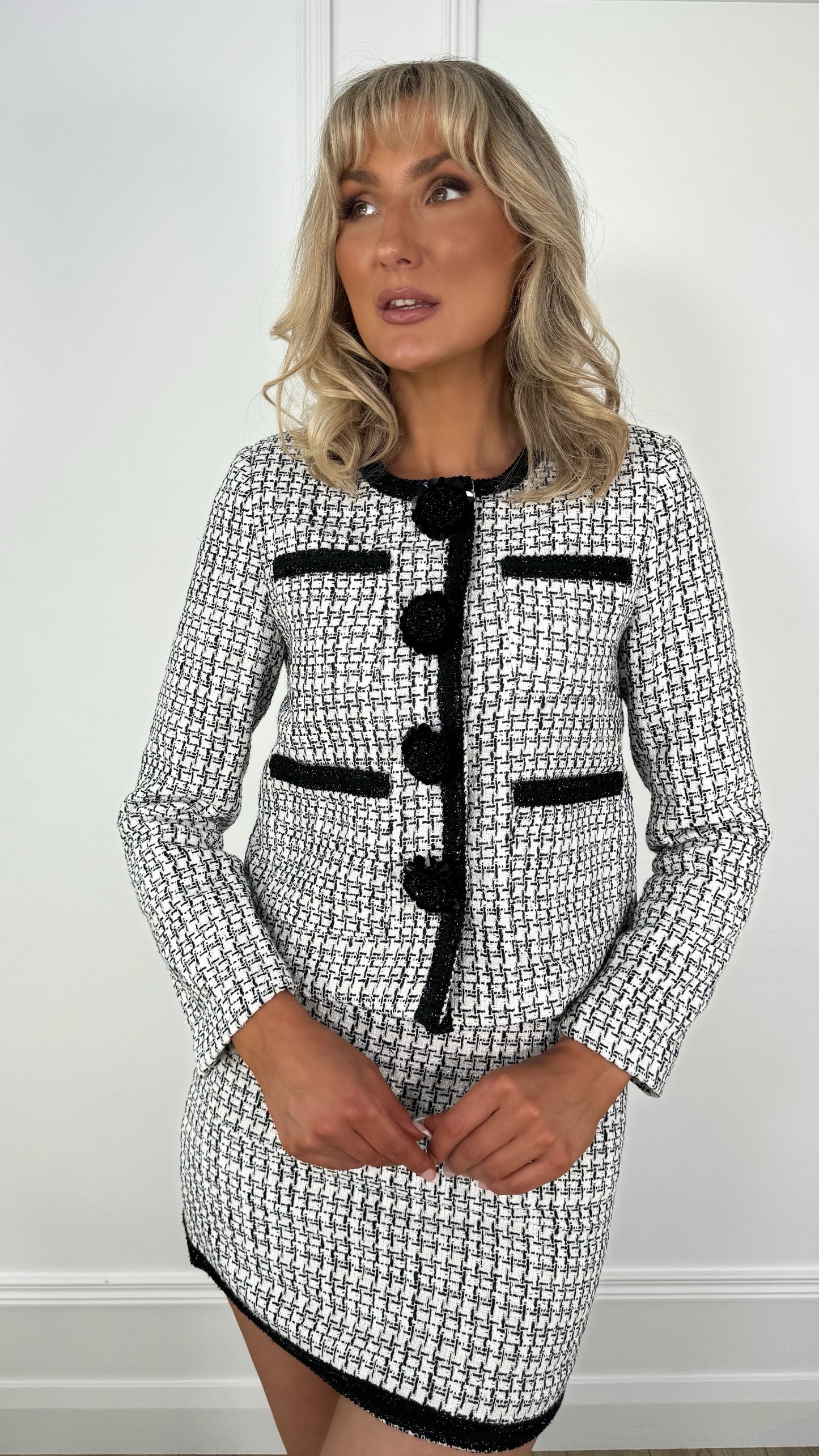Maeve Tweed Blazer - Black and White