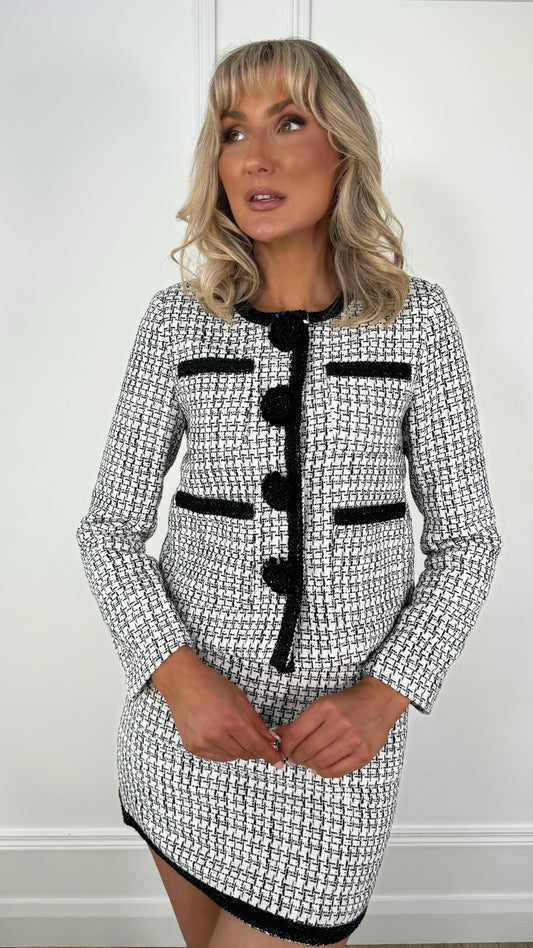 Maeve Tweed Blazer - Black and White