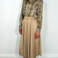 Bella Beige Belted Pleated Skirt