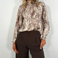 Orla Animal Print High Neck Blouse - Brown