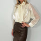 Aoife Bowknot Metallic Shirt - Beige