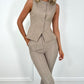 Norma Button Up Waistcoat - Taupe