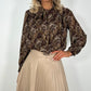 Suzanne Printed Bowknot Shirt - Brown