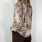 Orla Animal Print High Neck Blouse - Brown