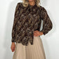 Suzanne Printed Bowknot Shirt - Brown