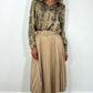 Bella Beige Belted Pleated Skirt
