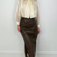 Amelie Maxi Faux Leather Skirt with Button Details - Choco Brown