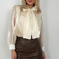 Aoife Bowknot Metallic Shirt - Beige
