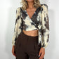 Sofia Printed wrap Blouse - Beige and Brown