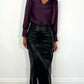 Amelie Maxi Faux Leather Skirt with Button Details - Black