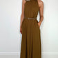 Breda Button Down Belted Dress - Brown