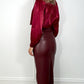 Amelie Maxi Faux Leather Skirt with Button Details - Burgundy