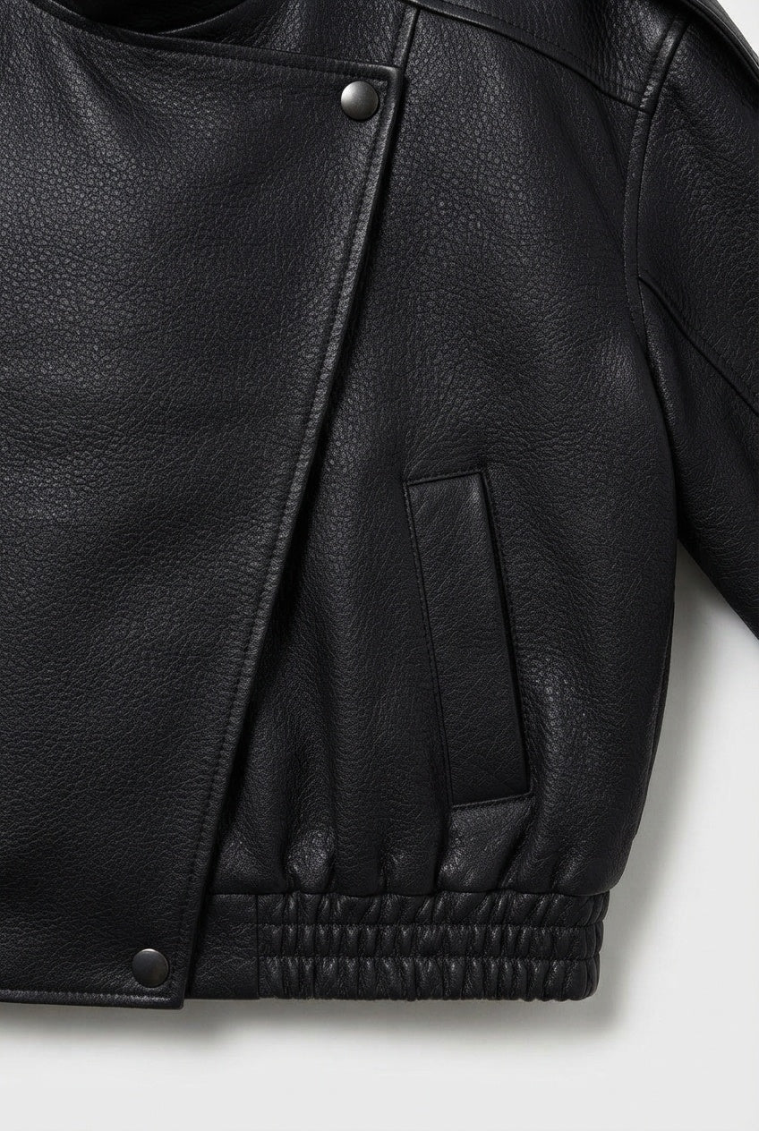 Rhonda Oversized Faux Leather Jacket - Black