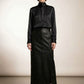 Amelie Maxi Faux Leather Skirt with Button Details - Black