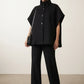 Ciara Button Poncho - Black