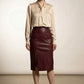 Amelie Maxi Faux Leather Skirt with Button Details - Burgundy