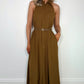 Breda Button Down Belted Dress - Brown