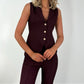 Ciara Button up Waistcoat - Plum