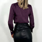 Tessy Elegant Choker Cowl Neck Puffy Sleeve Blouse - Plum