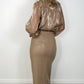 Amelie Maxi Faux Leather Skirt with Button Details - Taupe