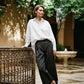 Mindy Tailored Stripped Cropped Trousers - Charcoal