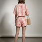Lunna Linen Cropped Shirt - Pink