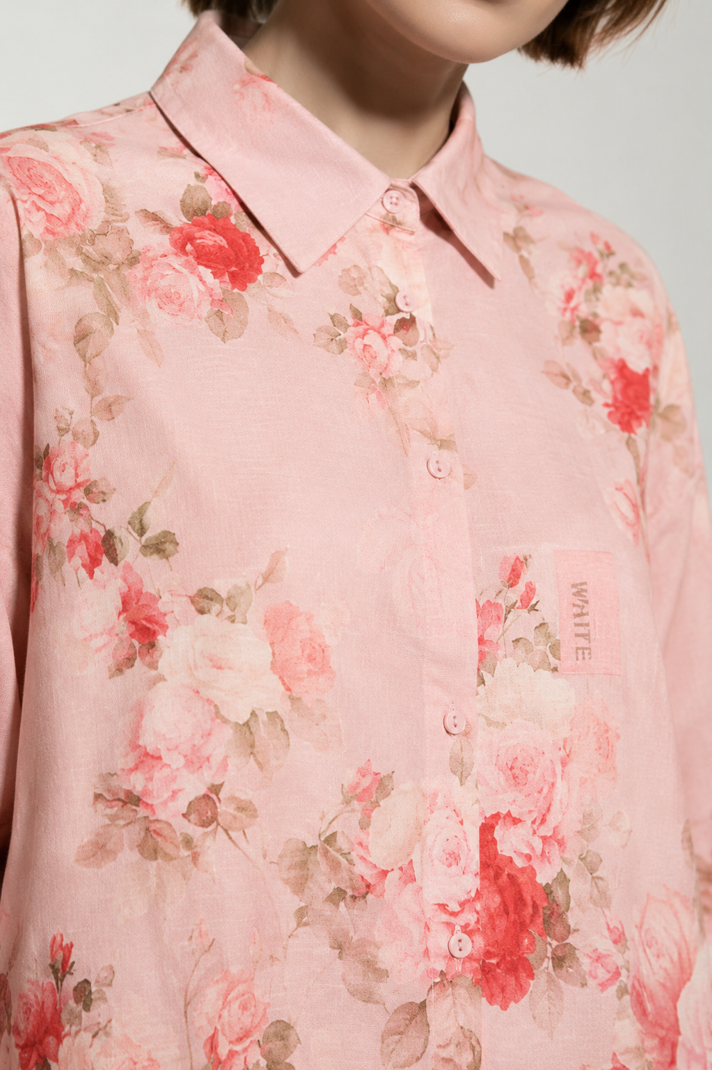 Lunna Linen Cropped Shirt - Pink