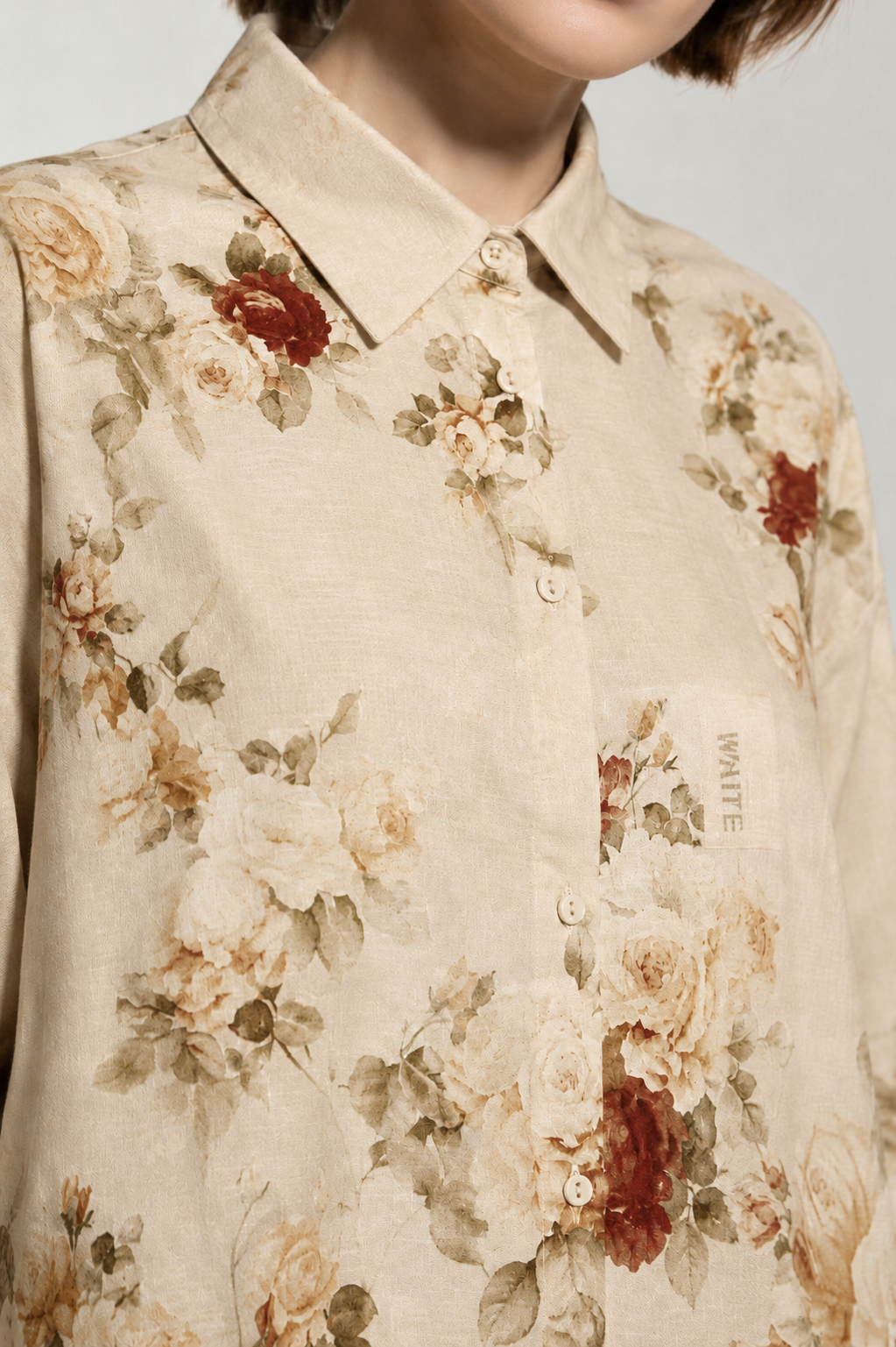 Lunna Linen Cropped Shirt - Beige