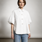 Diana Cotton Shirt with Balloon Sleeves - White