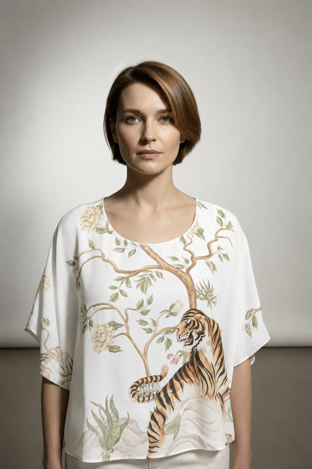 Emma Animal Print Top - White