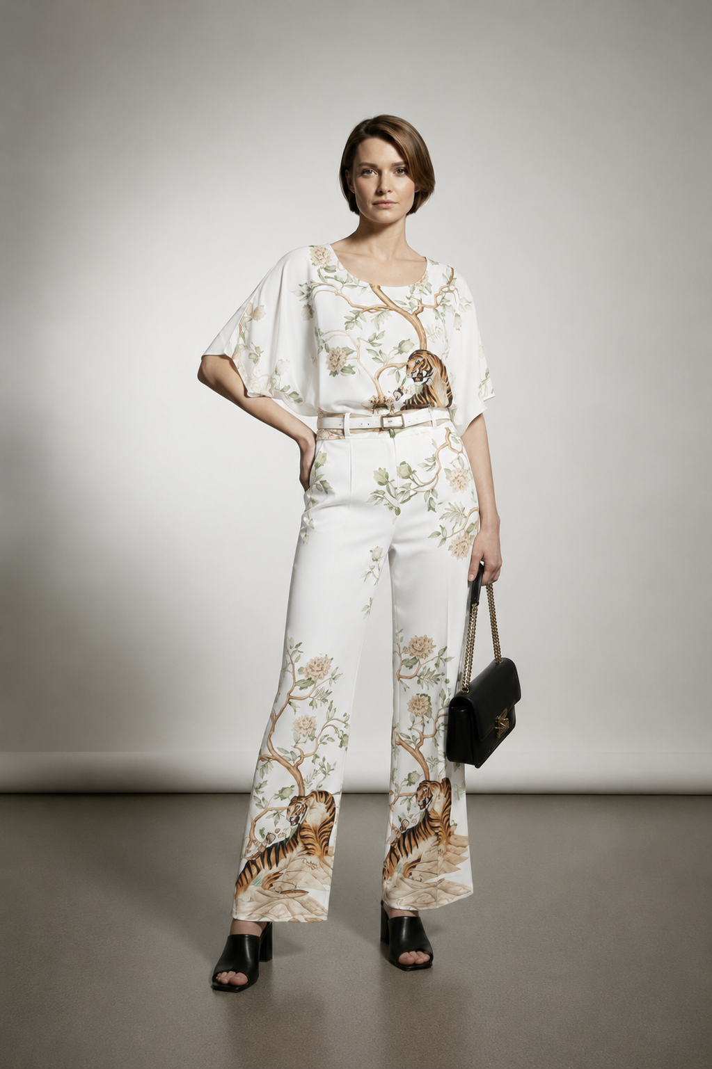 Emma Animal Print Top - White
