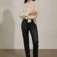 Sophia Satin Bowknot Shirt - Beige