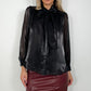 Aoife Bowknot Metallic Shirt - Black