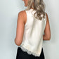 Catherine Satin Top with Crawl Neck and Lace Details - Beige