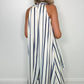 Siobhan Satin Striped Tent Dress - Navy and White