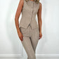 Norma Button Up Waistcoat - Taupe