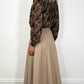 Fia Pleated Faux Leather Skirt - Taupe