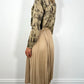 Bella Beige Belted Pleated Skirt