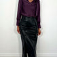 Amelie Maxi Faux Leather Skirt with Button Details - Black