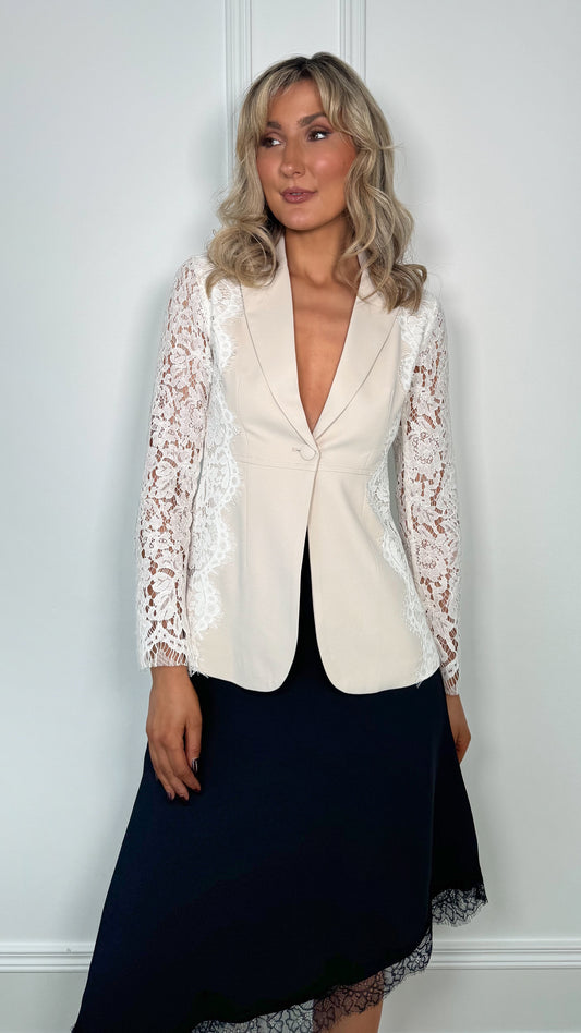 Orlagh Single Button Lace Blazer - Beige