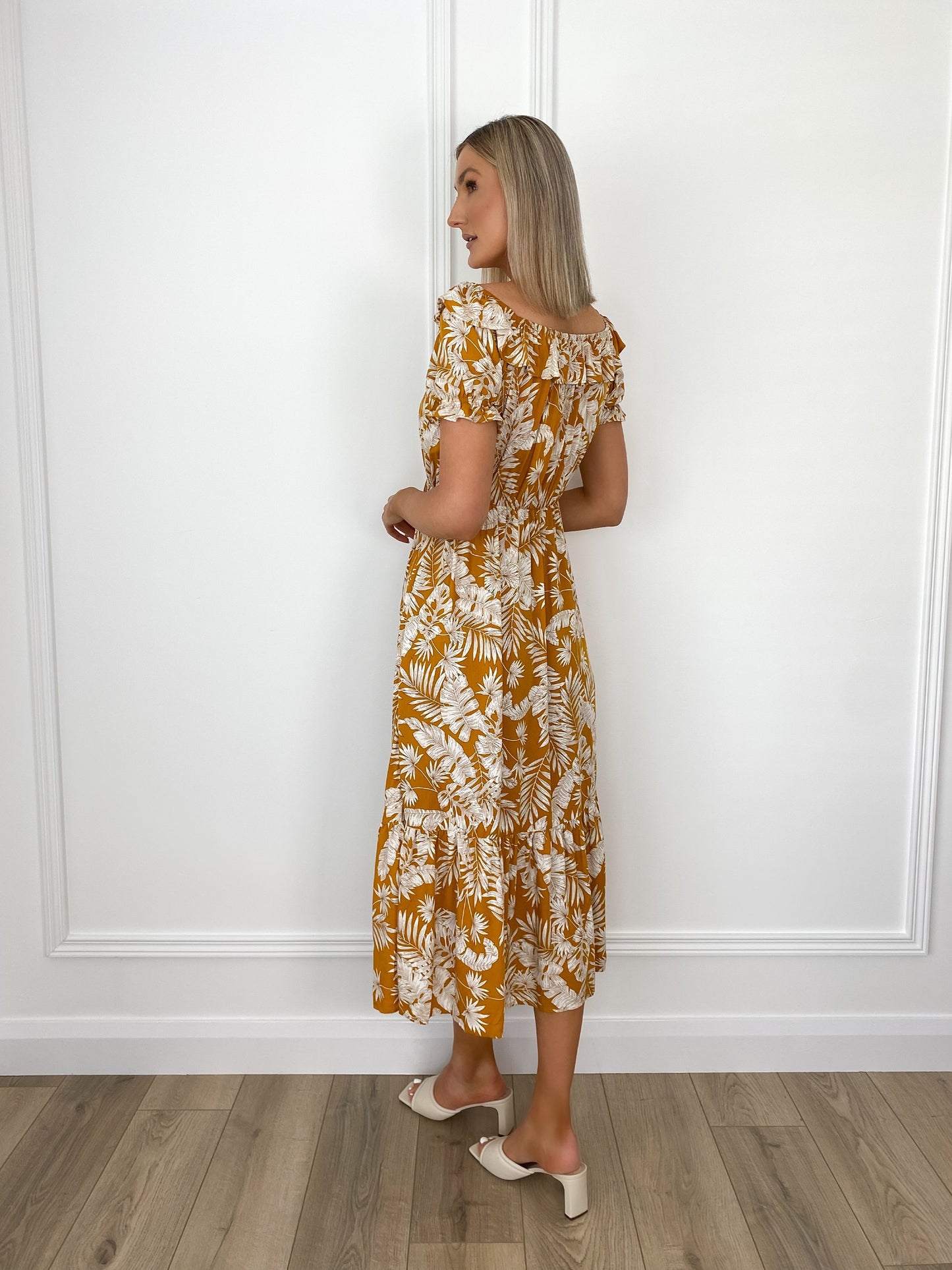 Karina Printed Dress - Mustard