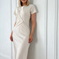 Clare Satin Dress with Front Knot - Beige