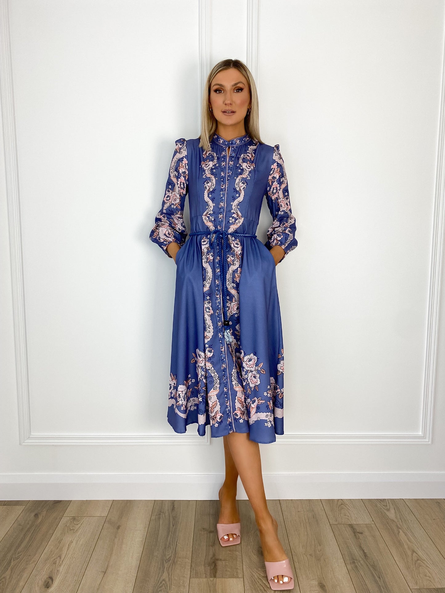 Mary Printed Shirt Dress with Rope Belt