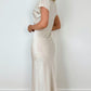 Clare Satin Dress with Front Knot - Beige